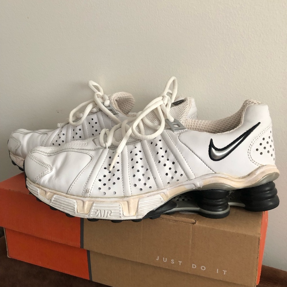 Nike men’s White and Black Shox Sneakers